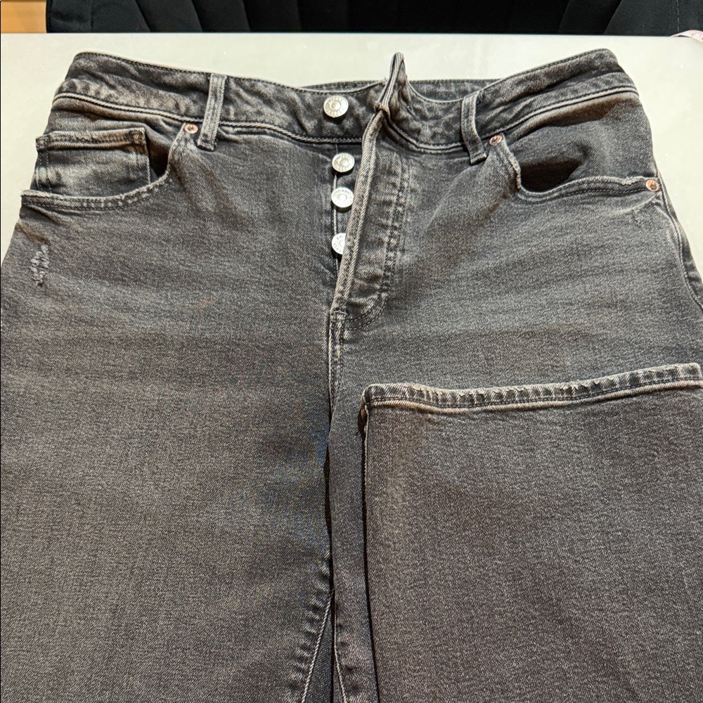 Express Relaxed Straight Ankle Black Jeans